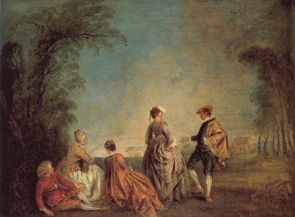 Jean-Antoine Watteau An Embarrassing Proposal oil painting image